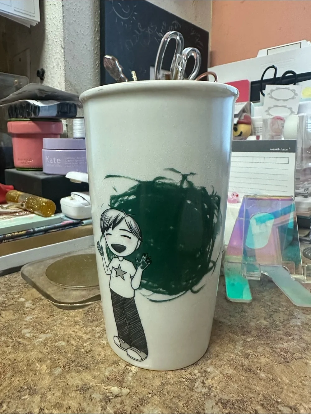 Starbucks Boy Painter Double Wall Traveler 12 Oz
